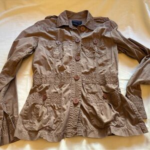 Y2K Utility Safari Jacket Brown M Josephine by For Joseph Cargo Field 100%cotton